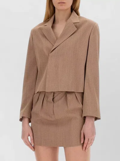 Alysi Short Jacket Single Breasted Notched Lapels In Brown