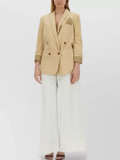 Alysi Oversize Double Breasted Jacket Notch Lapel In Neutral