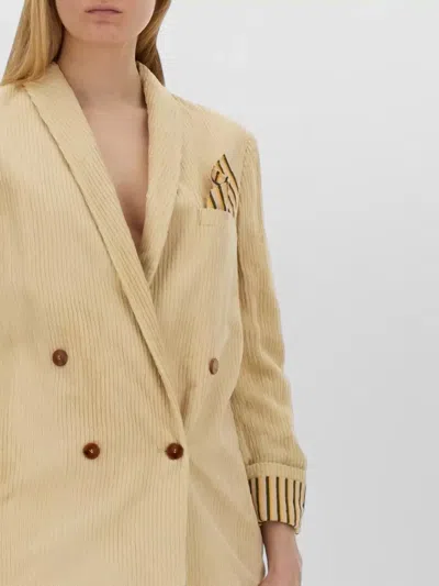 Alysi Oversize Double Breasted Jacket Notch Lapel In Neutral