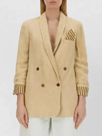 Alysi Oversize Double Breasted Jacket Notch Lapel In Neutral