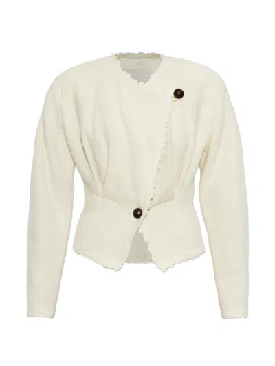 Isabel Marant Suna Asymmetrical Virgin Wool Blend Jacket In Neutrals