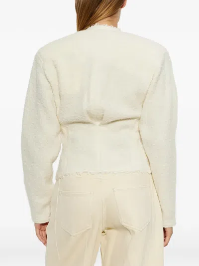Isabel Marant Suna Asymmetrical Virgin Wool Blend Jacket In Neutrals