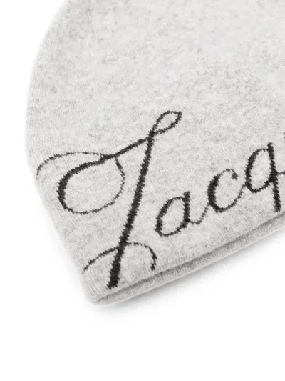 Jacquemus Script-logo Beanie Hat In Gray