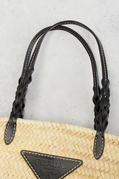 Pre-owned Prada Raffia Tote Bag In Neutral