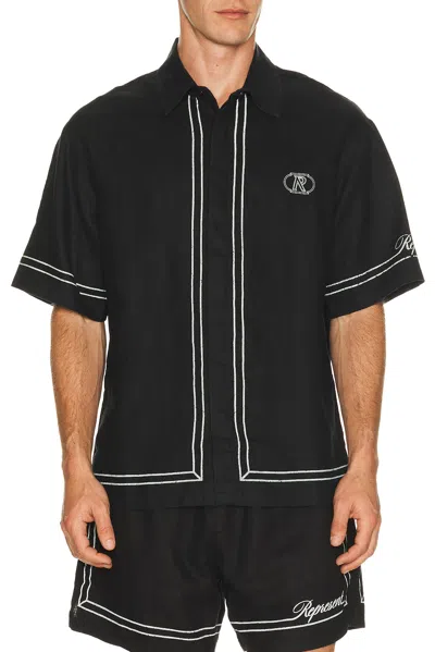 Represent Black Shirt With Logo Embroidery On Front And Rear And Contrasting Trims In Black
