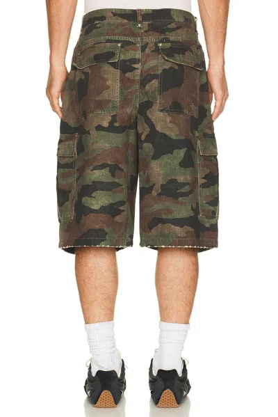 Represent Camo Print Cargo Shorts In Green