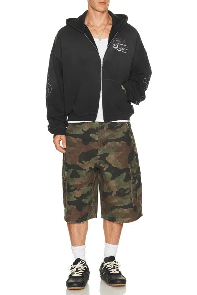 Represent Camo Print Cargo Shorts In Green