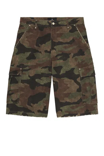 Represent Camo Print Cargo Shorts In Green