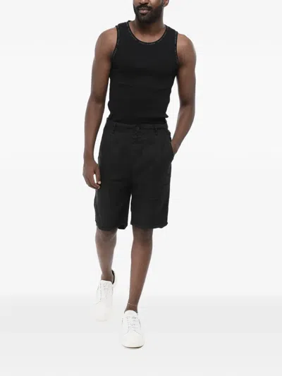 Never Enough Linen Belt-loop Shorts In Black