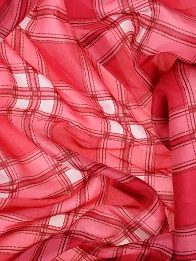 Dsquared2 Checked-pattern Tassel-trim Scarf In Pink