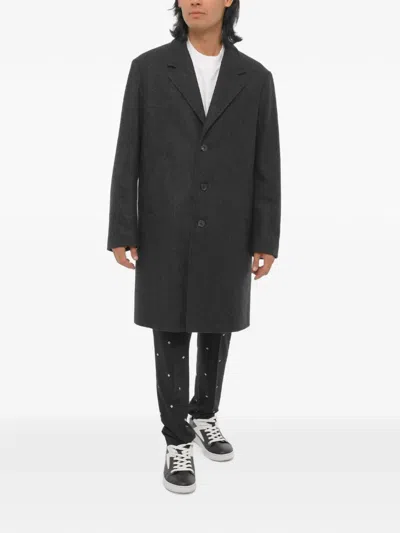 Neil Barrett Notched-lapel Single-breasted Coat In Gray
