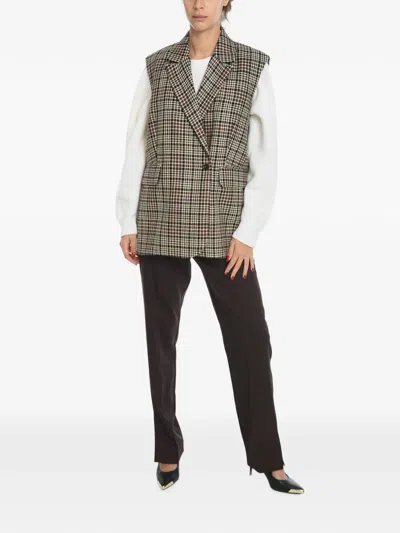 Herskind Houndstooth Double-breasted Waistcoat In Multi