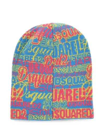 Dsquared2 Logo-intarsia Beanie Hat In Blue