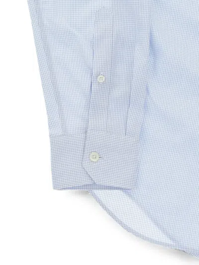 Corneliani Checked-pattern Slim-fit Shirt In Blue