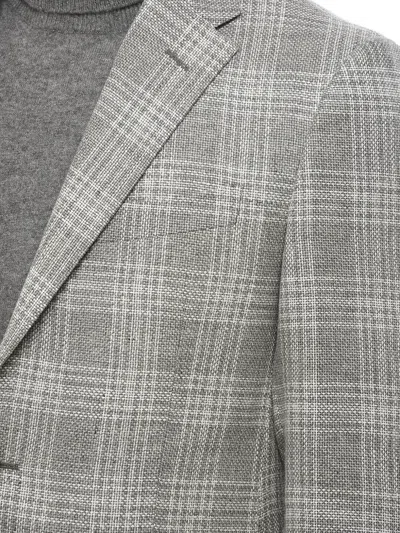 CHECKED-PATTERN SINGLE-BREASTED BLAZER