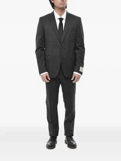Corneliani Check-pattern Single-breasted Suit In Gray