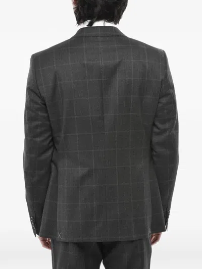 Corneliani Check-pattern Single-breasted Suit In Gray