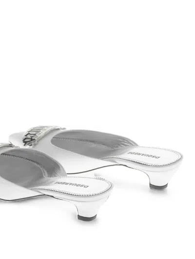 Dsquared2 Logo-plaque Pointed-toe Mules In Silver