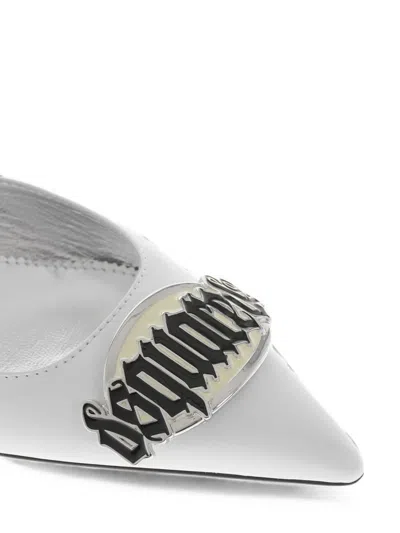 Dsquared2 Logo-plaque Pointed-toe Mules In Silver