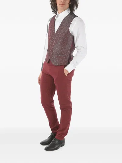 Corneliani Maroon Double Breasted Waistcoat In Brown