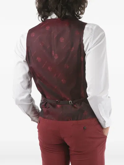 Corneliani Maroon Double Breasted Waistcoat In Brown