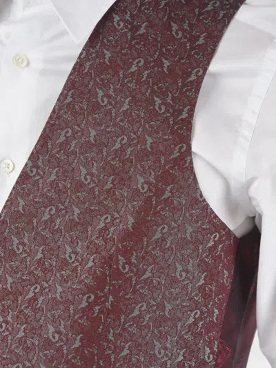Corneliani Maroon Double Breasted Waistcoat In Brown