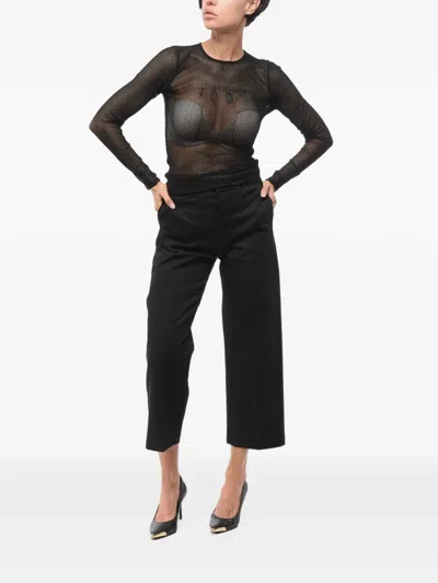 Dsquared2 Long-sleeve Mesh T-shirt In Black