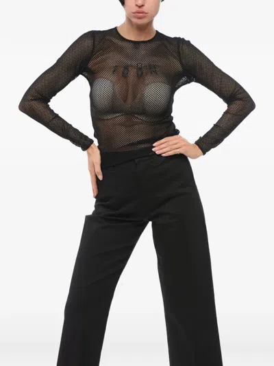 Dsquared2 Long-sleeve Mesh T-shirt In Black