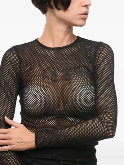 Dsquared2 Long-sleeve Mesh T-shirt In Black