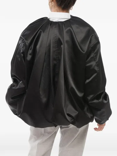 We11 Done Draped Satin Bomber Jacket In Black