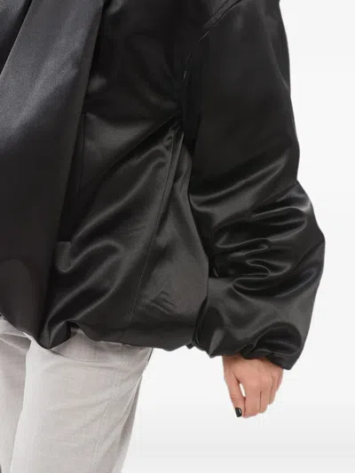 We11 Done Draped Satin Bomber Jacket In Black
