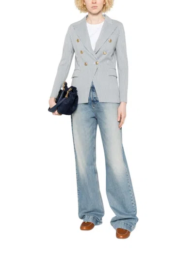 Circolo 1901 Sky Blue Solid Notched Lapel Blazer In Blue