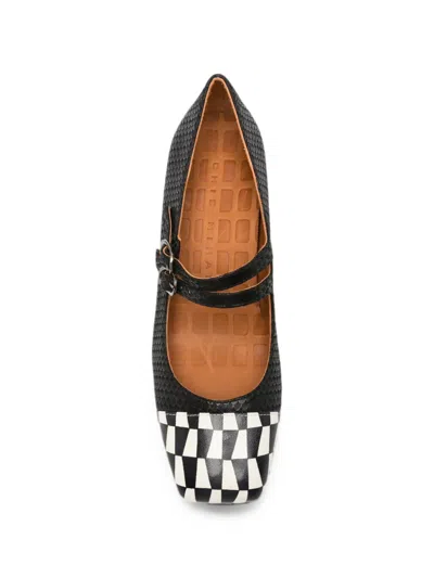 Chie Mihara Volcano Check-pattern Double-strap Pumps In Black