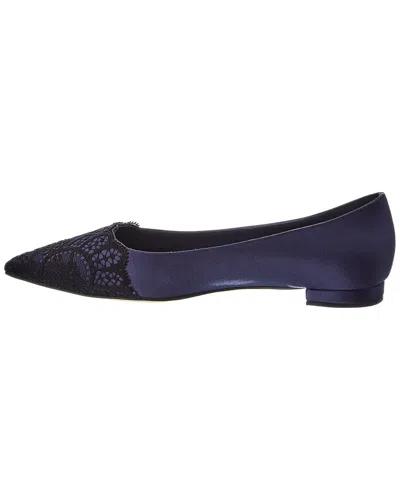 Manolo Blahnik Plankutus Satin Flat In Blue