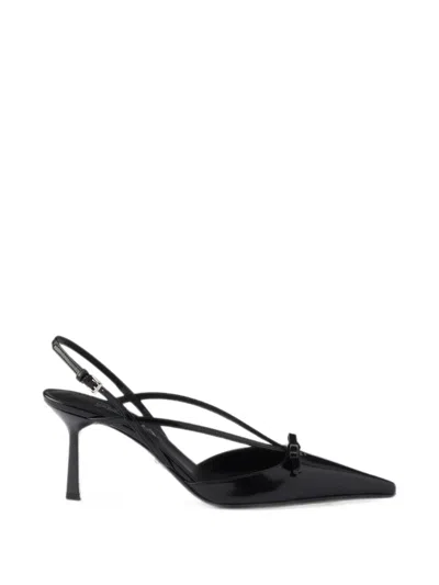 Prada Brushed Leather Slingback Pumps In Black