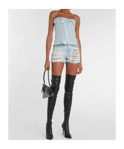 Dion Lee Zippered Denim Bustier In Blue