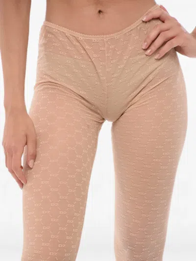 Dsquared2 Monogram-lace Tights In Brown