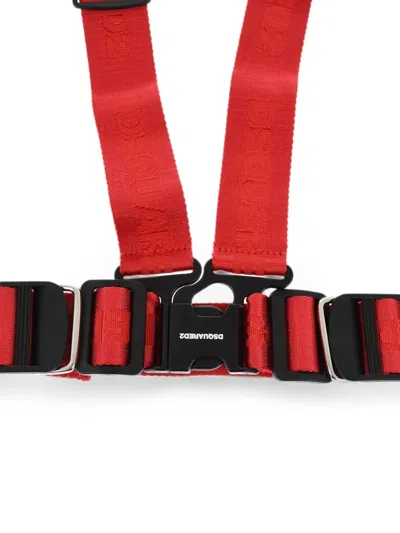Dsquared2 Embroidered Logo Harness In Red