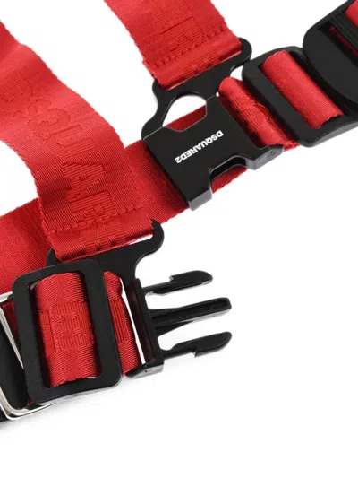 Dsquared2 Embroidered Logo Harness In Red