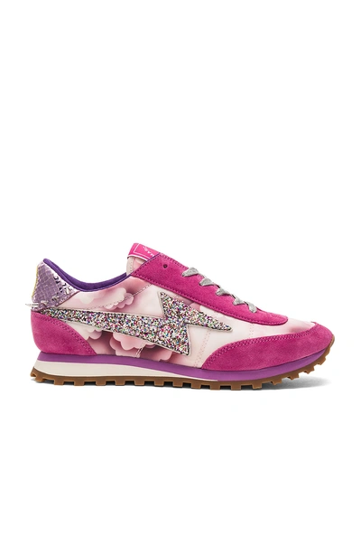 Marc Jacobs Astor Embellished Printed Canvas, Leather And Suede Sneakers In Pink Multi