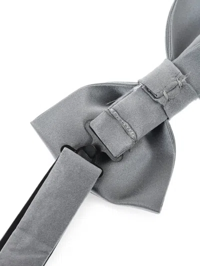 Corneliani Code Silk Satin Bow Tie In Gray