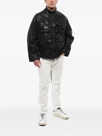 Neil Barrett Multi-pocket Leather Jacket In Black