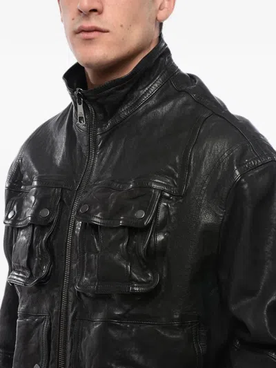 Neil Barrett Multi-pocket Leather Jacket In Black