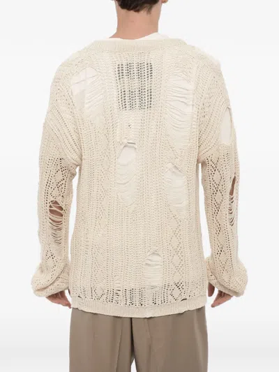 Ramael Openwork Distressed-effect Knit In Neutral