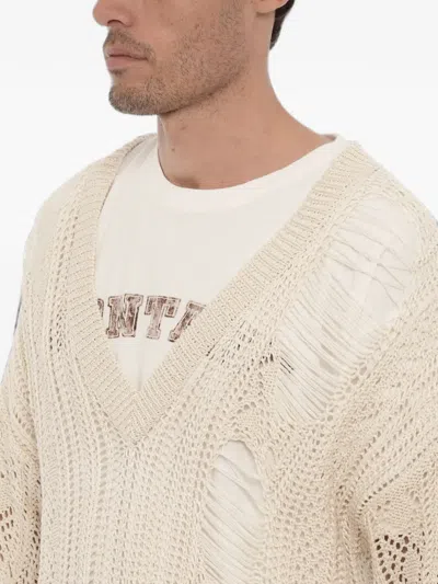 Ramael Openwork Distressed-effect Knit In Neutral