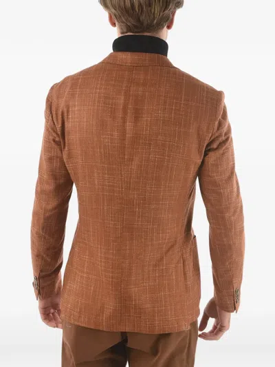 Corneliani Single-breasted Silk Blazer In Brown