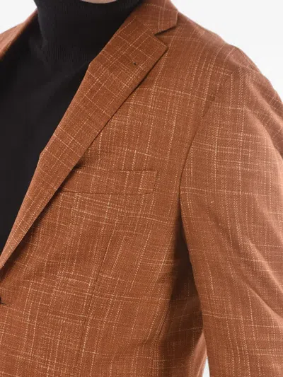 Corneliani Single-breasted Silk Blazer In Brown
