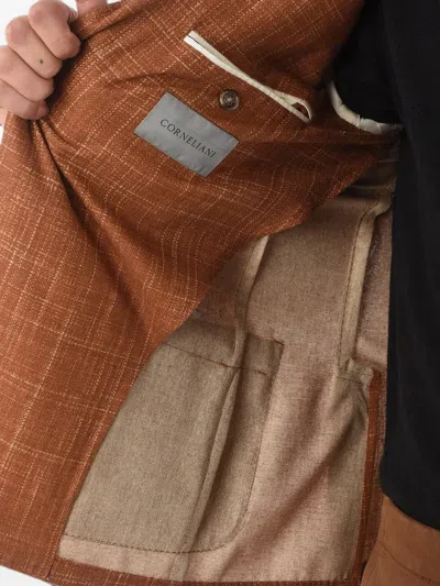 Corneliani Single-breasted Silk Blazer In Brown