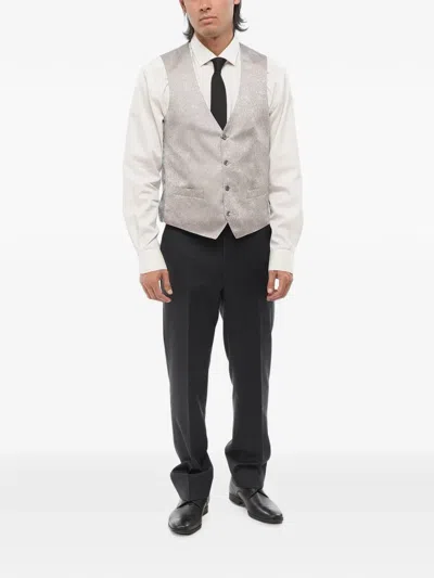 Corneliani Leaf-pattern Waistcoat In Gray
