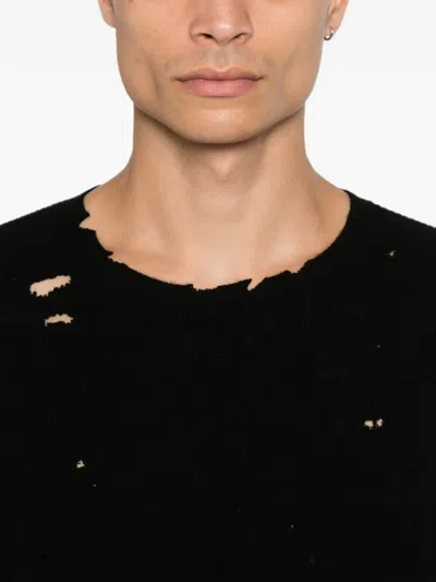 Second / Layer Distressed Sweater In Black